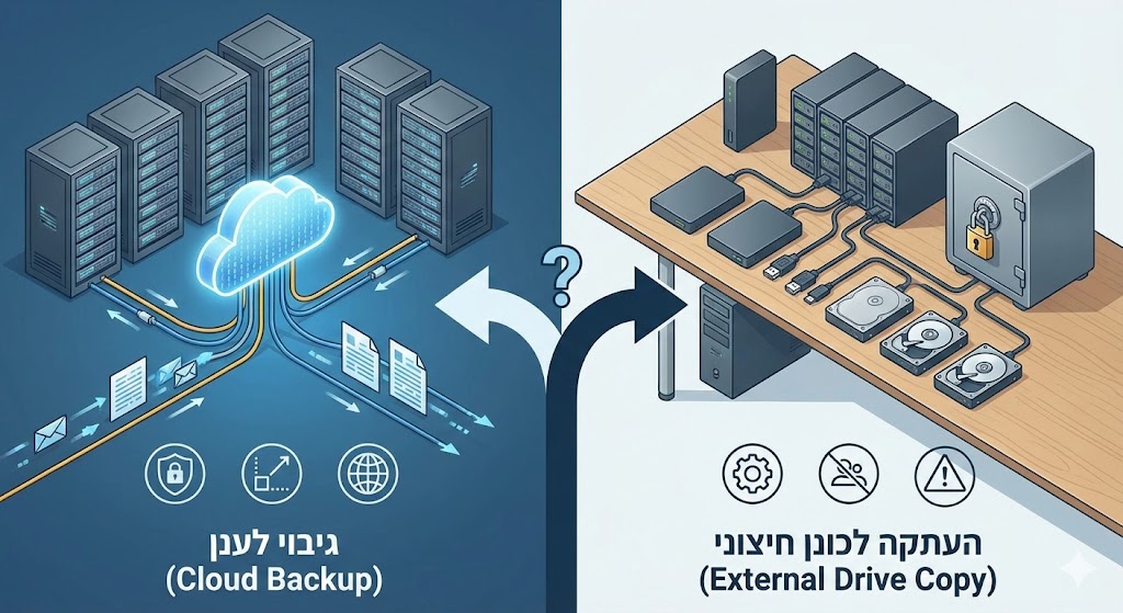 גיבוי לענן מול העתקה לכונן חיצוני