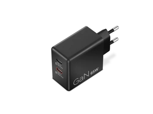 מטען Lenovo Dual USB-C 65W GaN Charger G0A6065BEU - צבע שחור