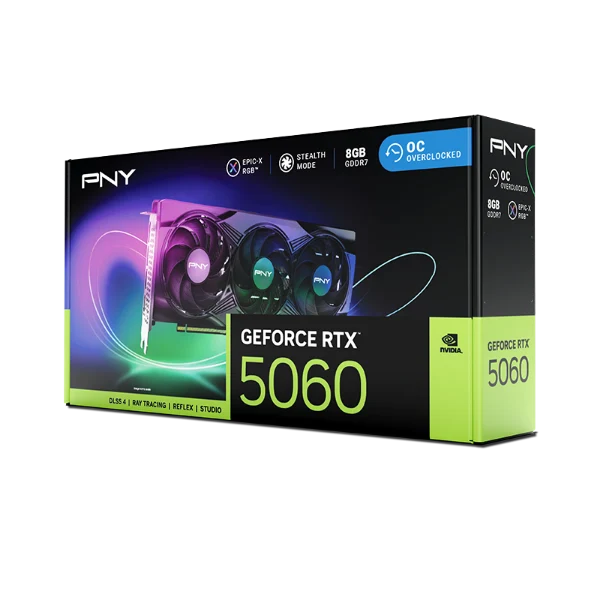 כרטיס מסך PNY GeForce RTX™ 5060 8GB ARGB Overclocked Triple Fan