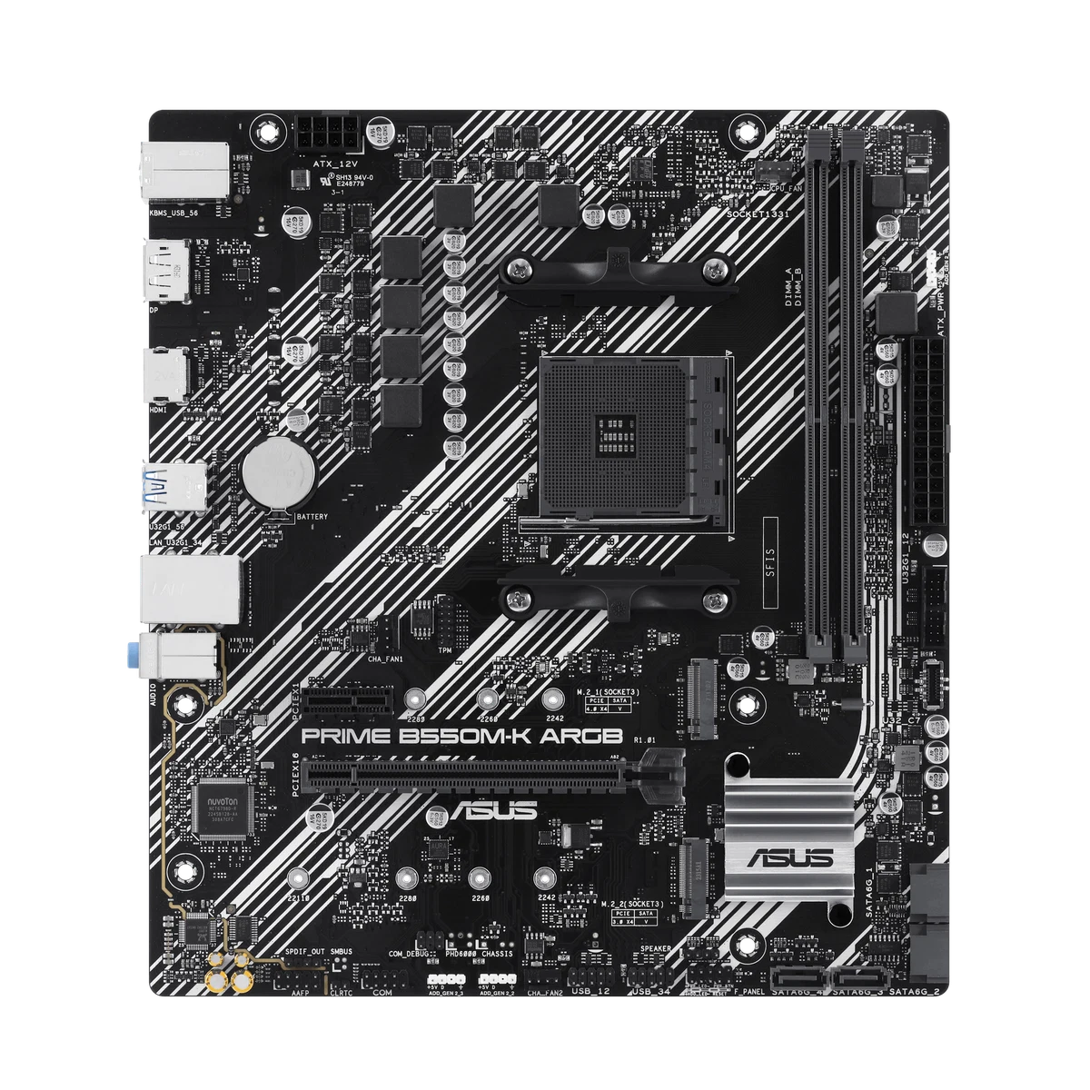 לוח אם ASUS PRIME B550M-K ARGB M4 2DIMM DUAL M.2,AURA